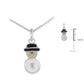 Children's Sterling Silver Enameled Snowman Diamond Necklace (14 in) 1