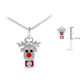 Children's Sterling Silver Enameled Rudolph Diamond Necklace (14 in) 1