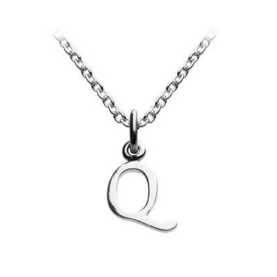 Children's Jewelry - Silver Cursive Initial Q Pendant Necklace (14,16,18 in) 1
