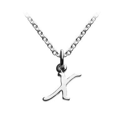 Children's Jewelry - Silver Cursive Initial X Pendant Necklace (14,16,18 in) 1