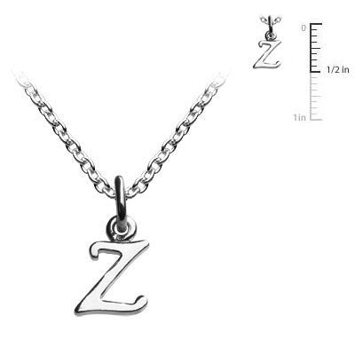 Children's Jewelry - Silver Cursive Initial Z Pendant Necklace (14,16,18 in) 1