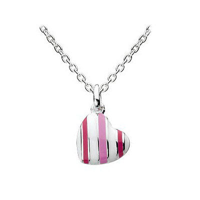12-14 Inch Silver Stripe Enameled Candy Heart Kids Necklace For Girls 1