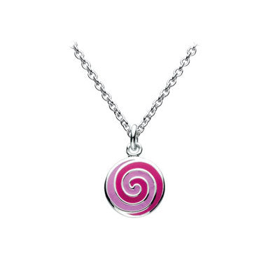 12-14 Inches Silver Stripe Enameled Lollipop Swirl Girls Necklace 1