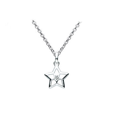Sterling Silver Diamond Open Star Children's Necklace (12-14 inches) 1