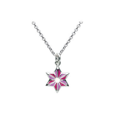 Girls Jewelry - Sterling Silver Enameled Stripe Star Necklace (12-14 in) 1