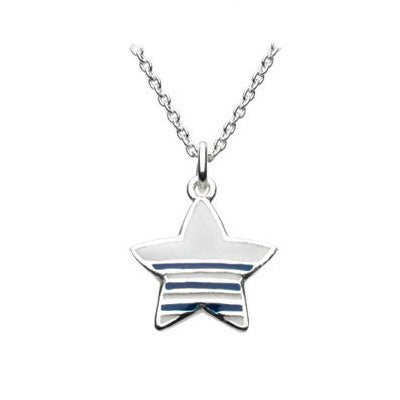 Kids Jewelry - Silver Enameled Nautical Star Necklace (14 or 16 Inch) 1