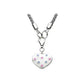 19 Inches Silver Cord White Polka Dot Heart Charm Children's Necklace 1