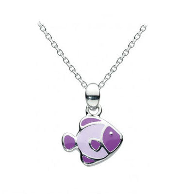 14 Inches Silver Lilac Enameled Tropical Fish Kids Necklace For Girls 1