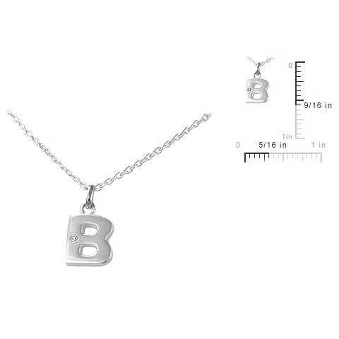 Children's Silver Diamond Initial B Pendant Necklace (14,16,18 in) 1