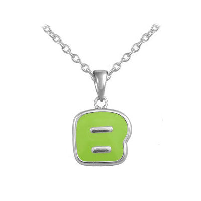 Girls Jewelry - Sterling Silver Color Enameled Initial Pendant Necklace (12-18 in)