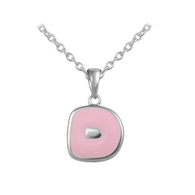 Girls Jewelry - Sterling Silver Color Enameled Initial Pendant Necklace (12-18 in)