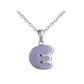 Girls Jewelry - Sterling Silver Color Enameled Initial Pendant Necklace (12-18 in)