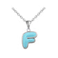 Girls Jewelry - Sterling Silver Color Enameled Initial Pendant Necklace (12-18 in)