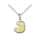 Girls Jewelry - Sterling Silver Color Enameled Initial Pendant Necklace (12-18 in)