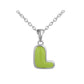 Girls Jewelry - Sterling Silver Color Enameled Initial Pendant Necklace (12-18 in)