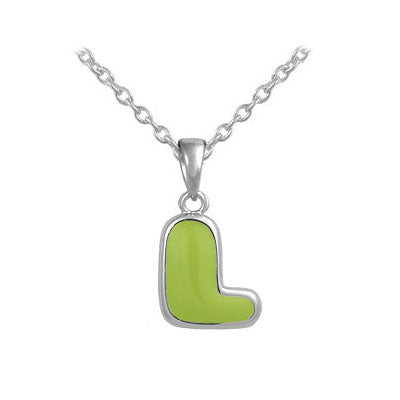 Girls Jewelry - Sterling Silver Color Enameled Initial Pendant Necklace (12-18 in)