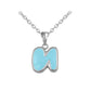 Girls Jewelry - Sterling Silver Color Enameled Initial Pendant Necklace (12-18 in)