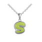 Girls Jewelry - Sterling Silver Color Enameled Initial Pendant Necklace (12-18 in)