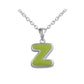 Girls Jewelry - Sterling Silver Color Enameled Initial Pendant Necklace (12-18 in)