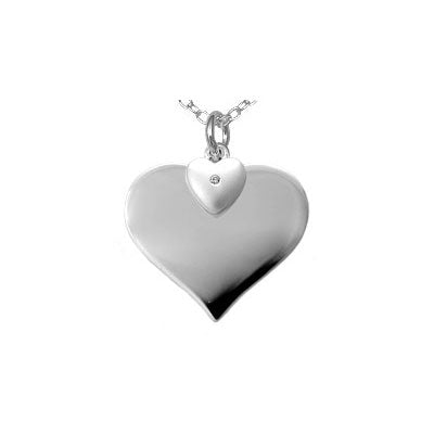 Silver Diamond Double Heart Pendants Children's Necklace (14 to 16 in) 1