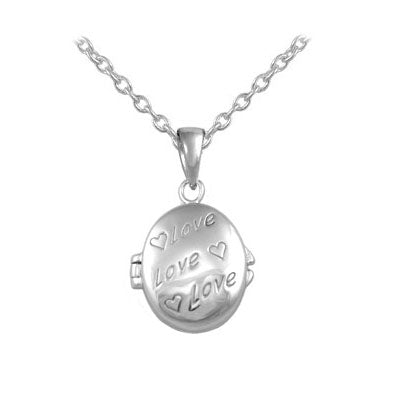 Loveify Girls Jewelry - Silver Enameled Heart Love Oval Locket Necklace ...