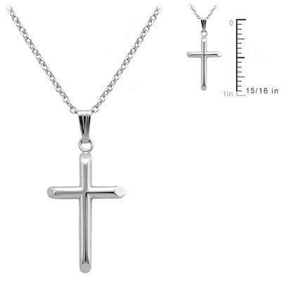 Children And Teens Jewelry - 15 Inches Sterling Silver Cross Necklace 2