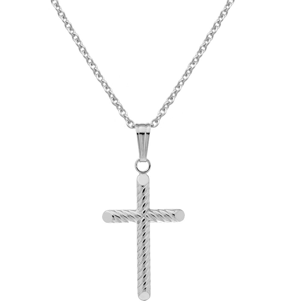 Toddlers & Children 15 In Gold/Silver Rope Design Cross Necklace 1