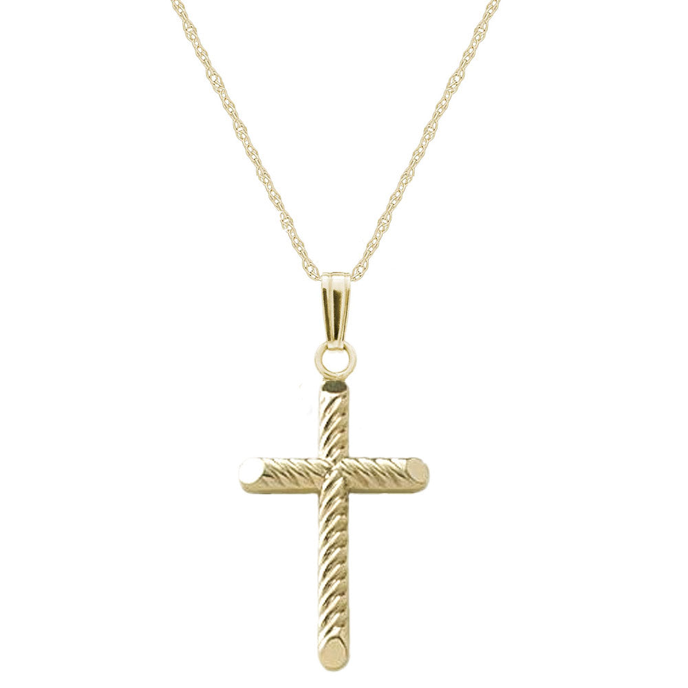 Toddlers & Children 15 In Gold/Silver Rope Design Cross Necklace