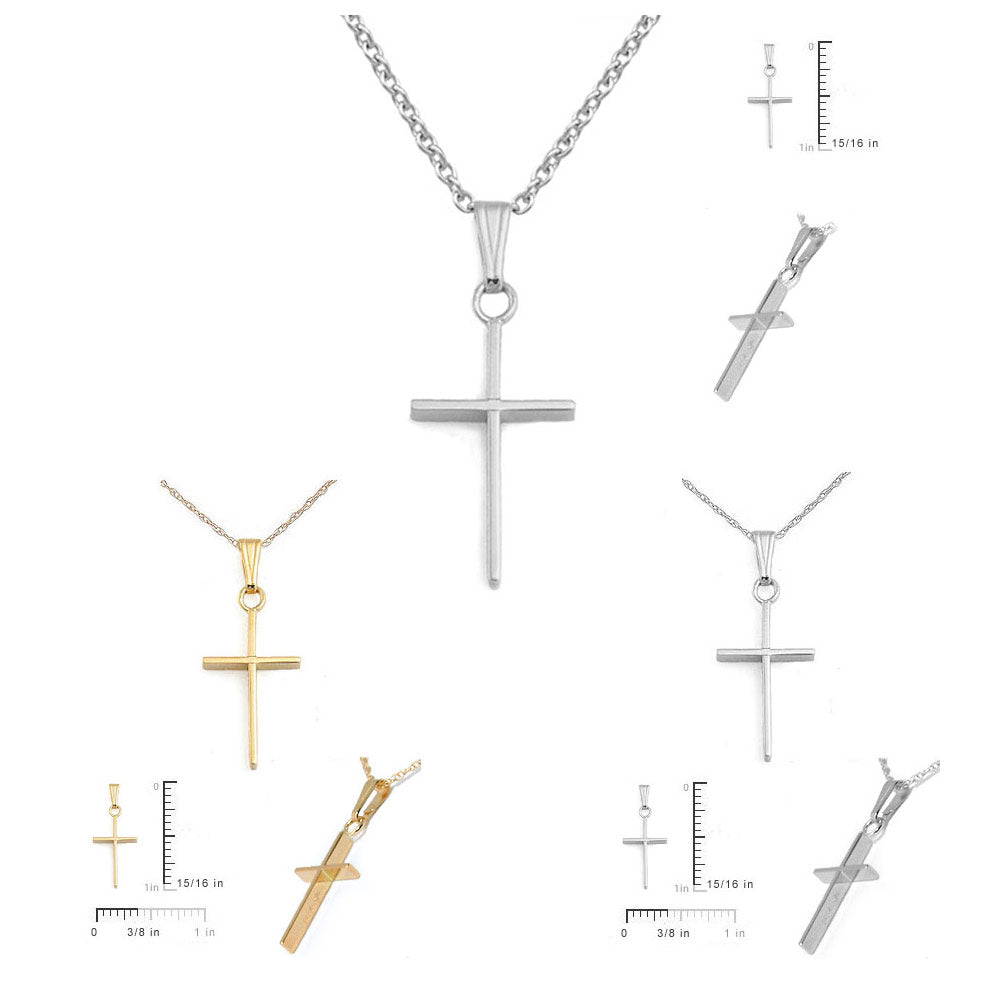 Children Jewelry - 15 In Gold Or Silver Cross Necklace For Boys And Girls 2