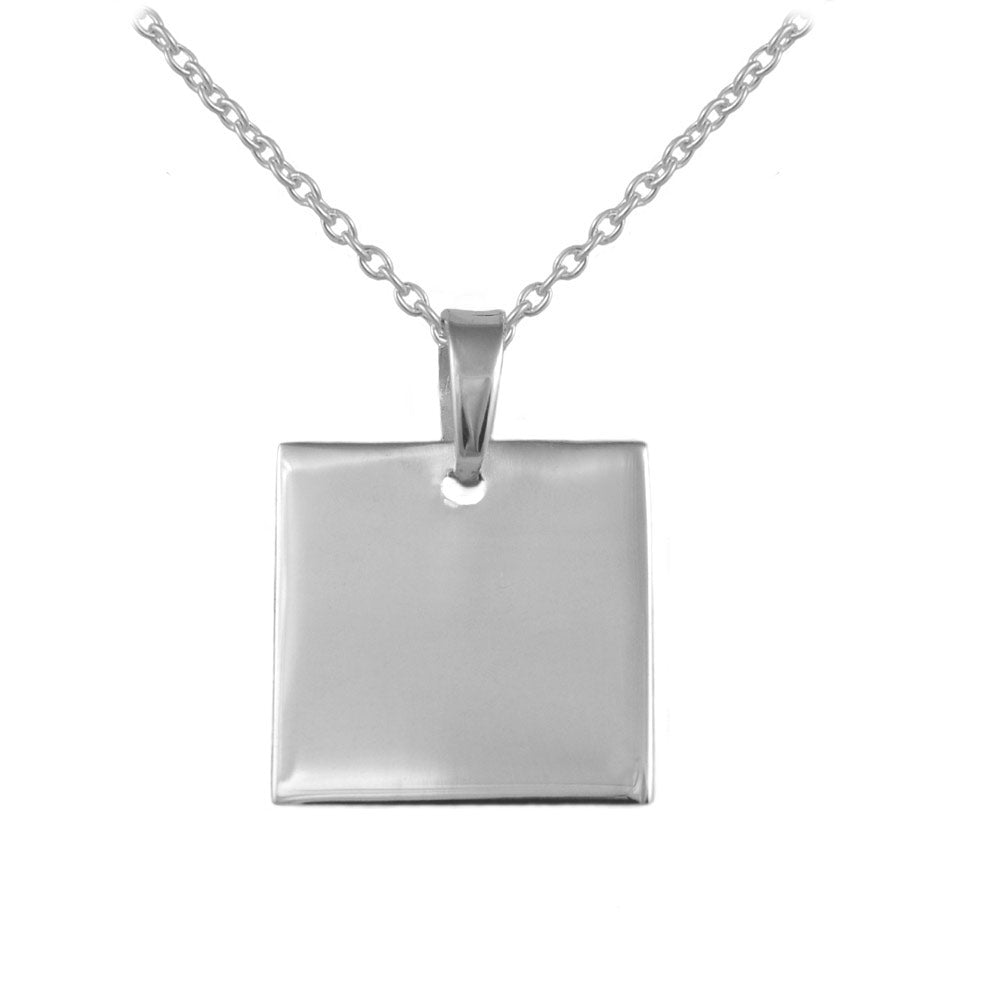 Children And Teens Sterling Silver Tag Pendant Necklace For Boys And Girls (12-18 in)