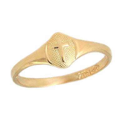 Size 2 1/2 Children's 14K Yellow Gold Cross Ring For Boys And Girls 1