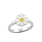 Girl's Jewelry - Sterling Silver Enamel Daisy Flower Adjustable Ring 1
