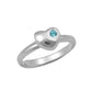 Sterling Silver Simulated Birthstone Heart Ring Adjustable Size 3 To 7 For Girls 1