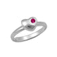 Sterling Silver Simulated Birthstone Heart Ring Adjustable Size 3 To 7 For Girls