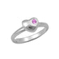 Sterling Silver Simulated Birthstone Heart Ring Adjustable Size 3 To 7 For Girls