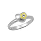 Girl Sterling Silver Heart Flower Simulated Birthstone Ring Adjustable Size 3-7