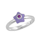 Girl's Sterling Silver Adjustable Birthstone Enamel Star Ring (Size 3-7)