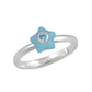 Girl's Sterling Silver Adjustable Birthstone Enamel Star Ring (Size 3-7)