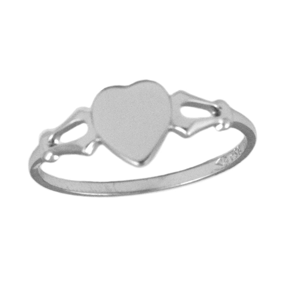 Children's Jewelry - Sterling Silver Heart Signet Ring For Girls (Size 4) 1