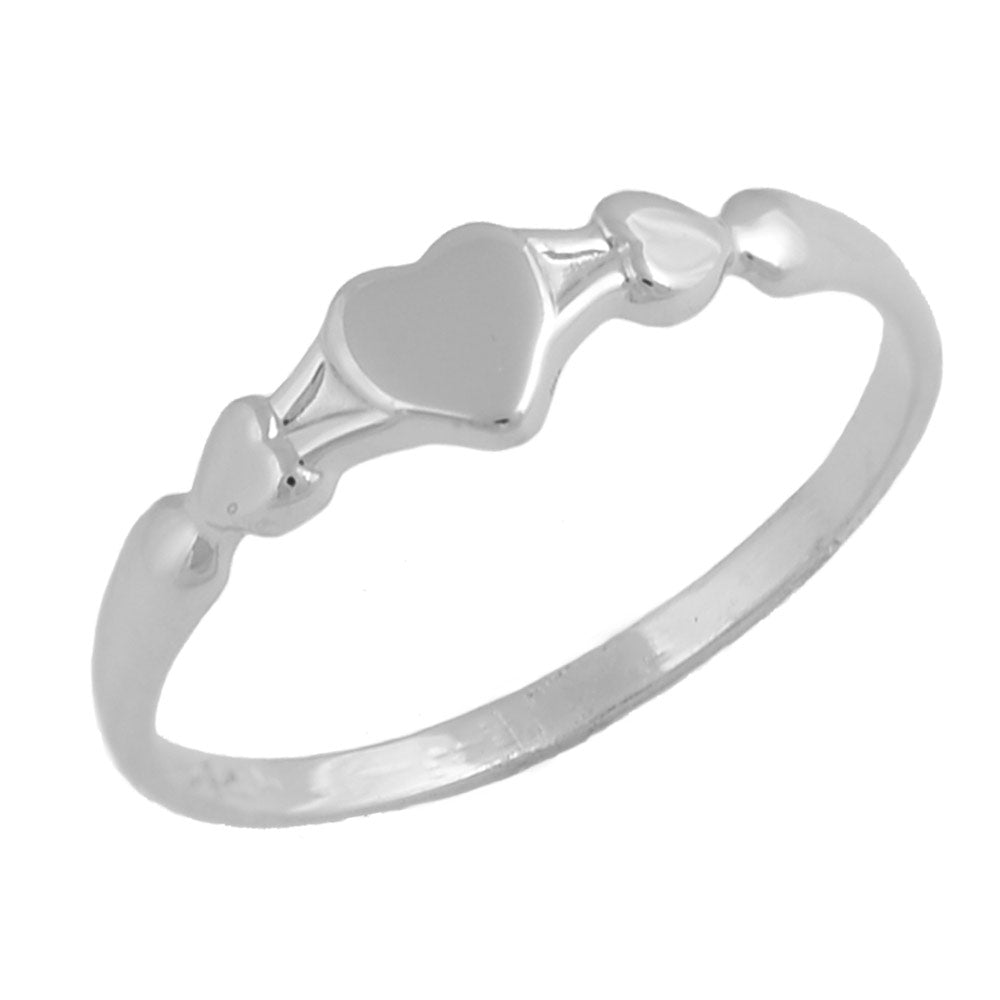 Kid's Jewelry - 14K Gold Or Sterling Silver Heart Ring For Girls (Size 1 Or 4)