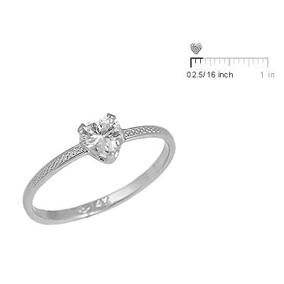 Children 14K White Gold Heart Shaped C.Z. Ring for Girls (size 3 1/2) 2