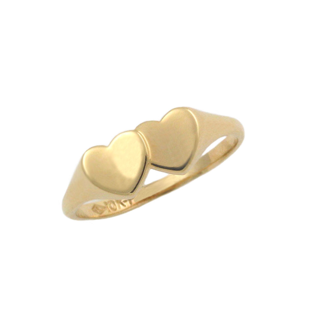 Children's Jewelry - 10K Yellow Gold Heart Shaped Signet Ring Size 4 1/2