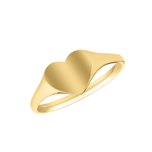 Children's Jewelry - 10K Yellow Gold Heart Shaped Signet Ring Size 4 1/2 1