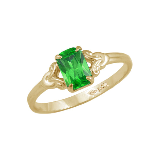 Girls Jewelry - 10K Yellow Gold Simulated Birthstone Ring (size 4) 1