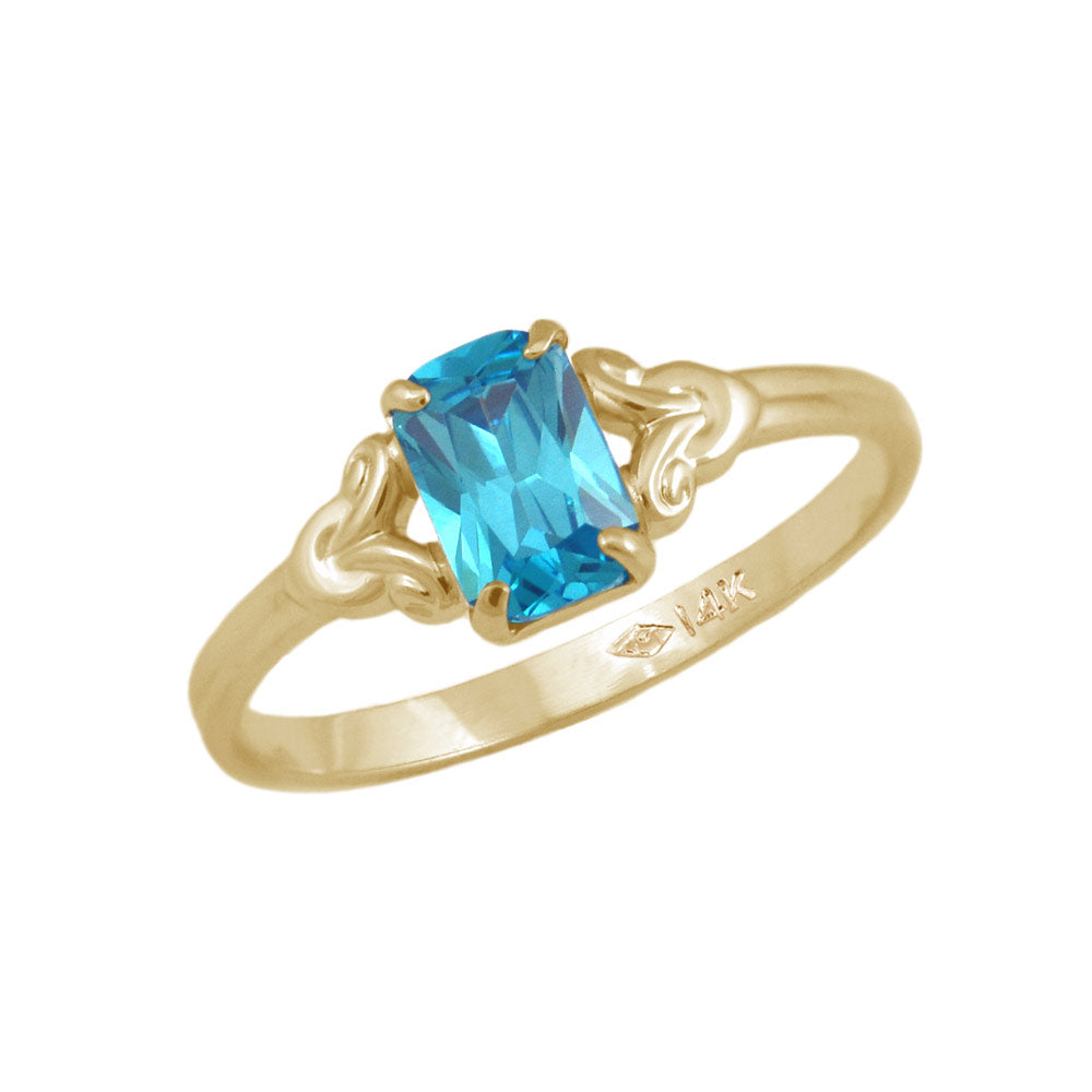 Girls Jewelry - 10K Yellow Gold Simulated Birthstone Ring (size 4)