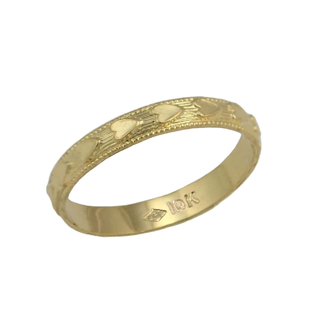 Children Gold Or Silver All Around Faceted Heart Ring (5 Sizes 1/2-4)