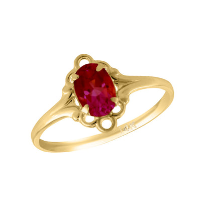 Girl 14K Yellow Gold Oval Shape Genuine Birthstone Ring (size 5 1/2)