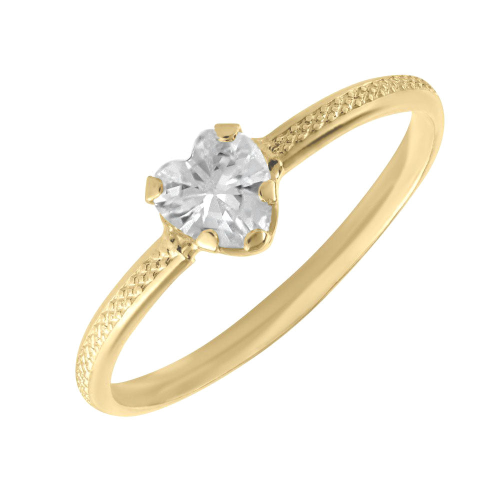 10K Yellow Gold Heart Birthstone Ring For Toddlers And Children (size 3 1/2)