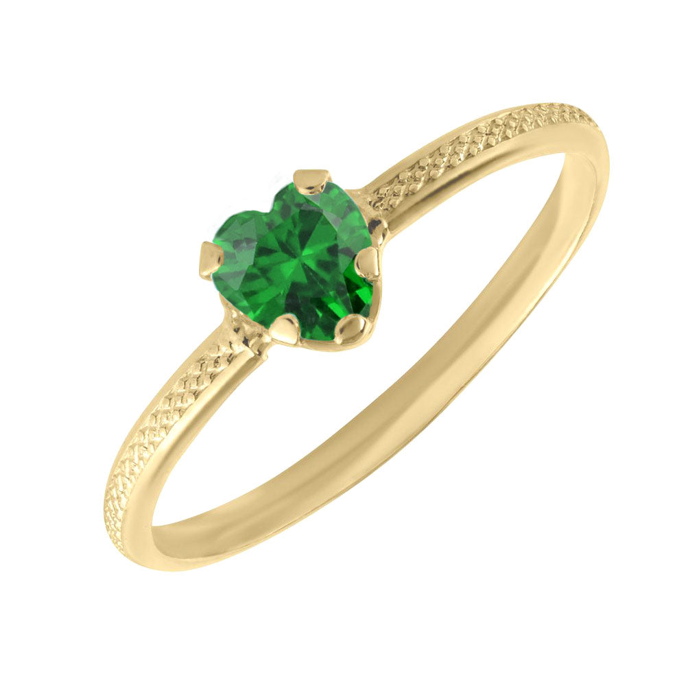 10K Yellow Gold Heart Birthstone Ring For Toddlers And Children (size 3 1/2)