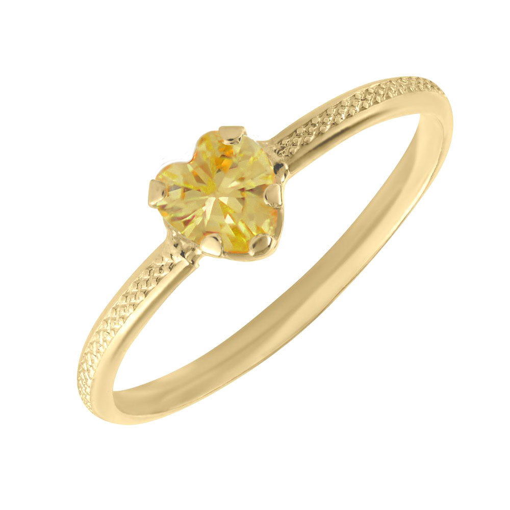 10K Yellow Gold Heart Birthstone Ring For Toddlers And Children (size 3 1/2)